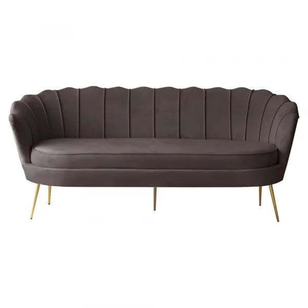 Luxusná pohovka, 3-sed, sivohnedá Velvet látka/zlatá, Art-deco, NOBLEO TYP 2