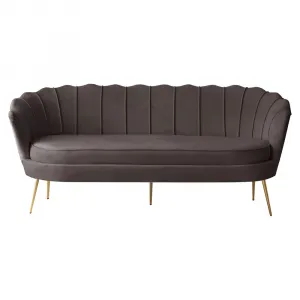 Luxusná pohovka, 3-sed, sivohnedá Velvet látka/zlatá, Art-deco, NOBLEO TYP 2
