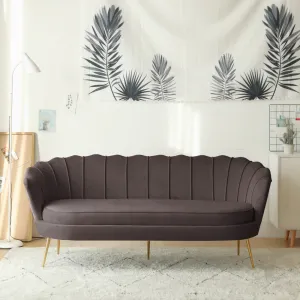 Luxusná pohovka, 3-sed, sivohnedá Velvet látka/zlatá, Art-deco, NOBLEO TYP 2