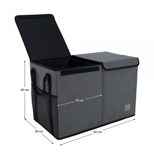 Skladací úložný box, sivá/čierna, DETER