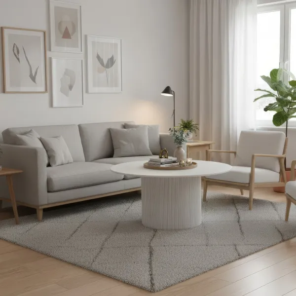 Konferenčný stolík, biely mramor/MDF, priemer 80 cm, MAHIR TYP 1