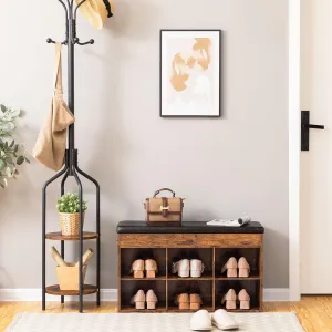Botník s lavicou a úložným priestorom Vasagle Carmio 80 cm čierny/hnedý