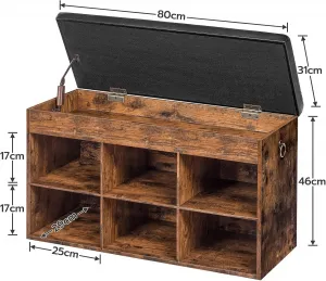 Botník s lavicou a úložným priestorom Vasagle Carmio 80 cm čierny/hnedý