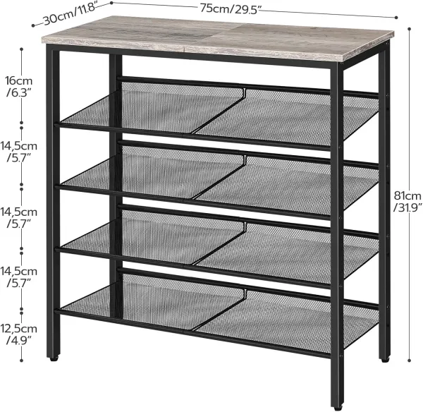 Topánkovník Vasagle Melas 81 cm čierny/sivý