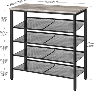 Topánkovník Vasagle Melas 81 cm čierny/sivý