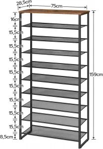 Botník Vasagle Mug 159 cm čierny/hnedý