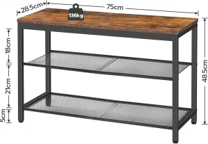 Botník s lavicou Vasagle Arvel 75 cm čierny/hnedý