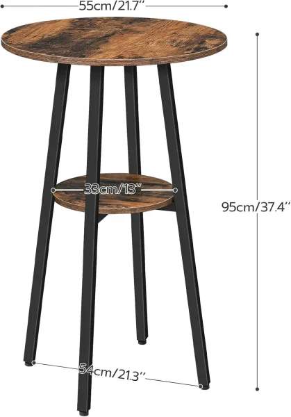 Okrúhly barový stôl Vasagle Obri 55 cm hnedý/čierny