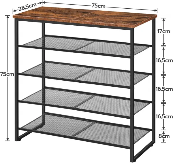 Botník Vasagle Mugy 75 cm čierny/hnedý