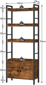 Knižnica Vasagle Selmon 60 cm hnedá/čierna