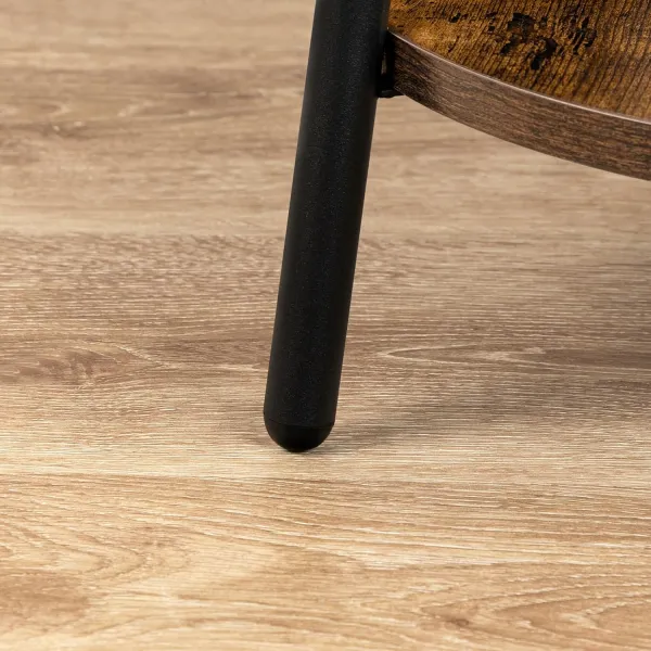 Okrúhly odkladací stolík Vasagle Leky 40 cm s nabíjacou stanicou hnedý/čierny