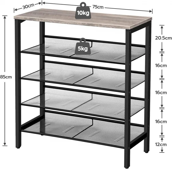 Botník Vasagle Ormio 85 cm čierny/sivý