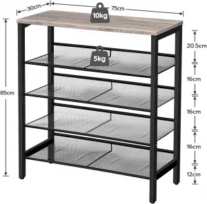 Botník Vasagle Ormio 85 cm čierny/sivý