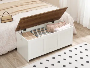 Lavica s úložným priestorom Vasagle Braisy 100 cm biela/orech