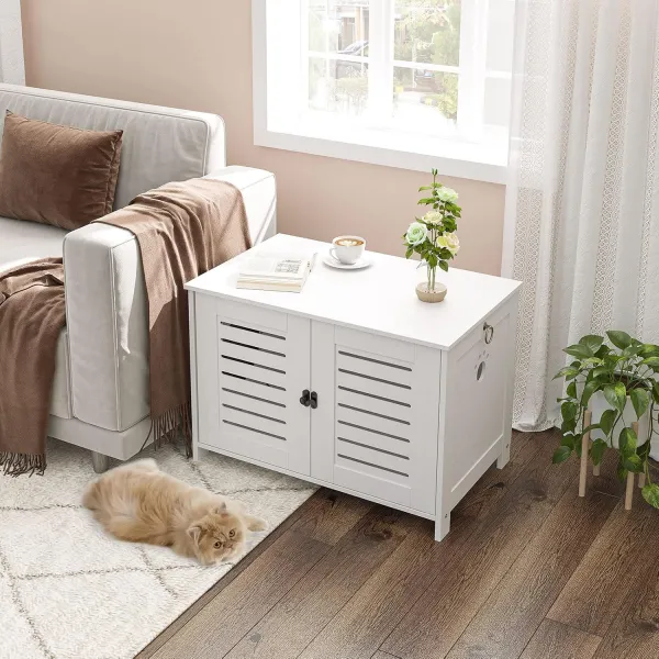 VASAGLE Mačacia toaleta Sparky 60 cm biela