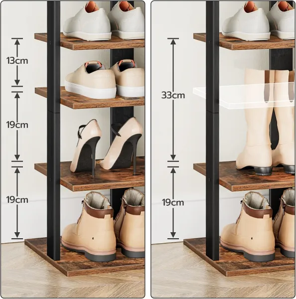 Botník Vasagle Kloudy 50 cm čierny/hnedý