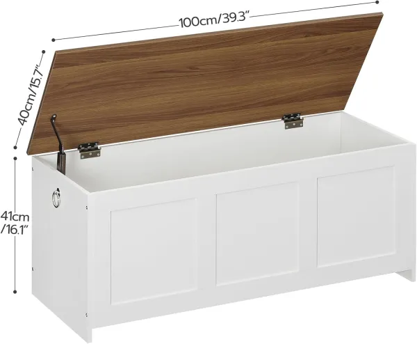 Lavica s úložným priestorom Vasagle Braisy 100 cm biela/orech