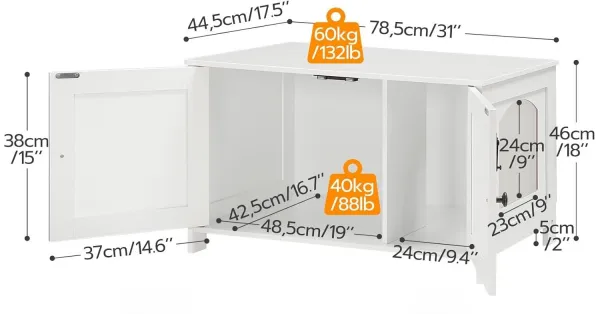 Mačacia toaleta Vasagle Marito 78,5 cm biela