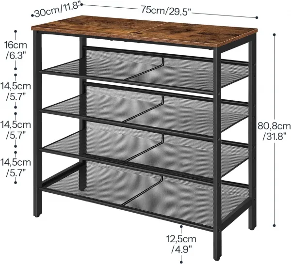Botník Vasagle Melas 81 cm čierny/hnedý