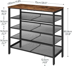 Botník Vasagle Melas 81 cm čierny/hnedý