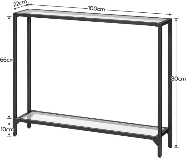 VASAGLE Konzolový stolík Pered 100 cm čierny/číry