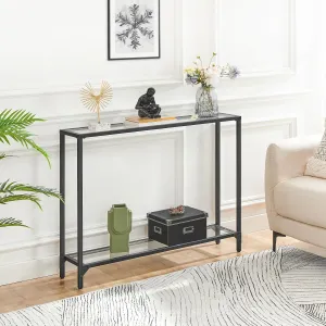 VASAGLE Konzolový stolík Pered 100 cm čierny/číry