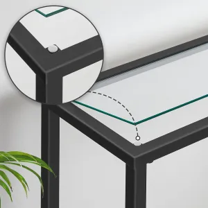 VASAGLE Konzolový stolík Pered 100 cm čierny/číry