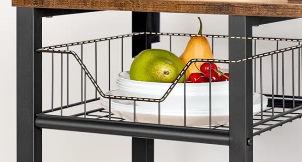 Kuchynský regál Vasagle Emmi 90 cm so zásuvkami hnedý/čierny