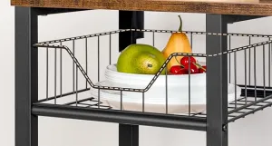 Kuchynský regál Vasagle Emmi 90 cm so zásuvkami hnedý/čierny
