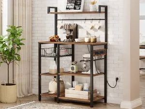 Kuchynský regál Vasagle Emmi 90 cm so zásuvkami hnedý/čierny