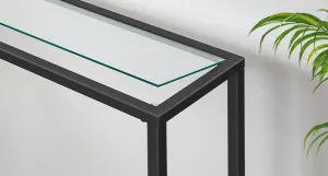 VASAGLE Konzolový stolík Pered 100 cm čierny/číry