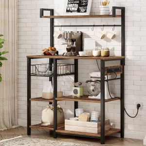 Kuchynský regál Vasagle Emmi 90 cm so zásuvkami hnedý/čierny