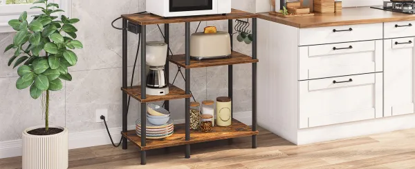 Kuchynský regál Vasagle Vitas 80 cm so zásuvkami hnedý/čierny