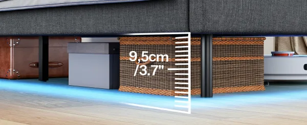 VASAGLE Dvojlôžková posteľ Timaro 140x200 s nabíjacou stanicou a LED osvetlením sivá