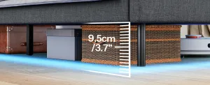 VASAGLE Dvojlôžková posteľ Timaro 140x200 s nabíjacou stanicou a LED osvetlením sivá