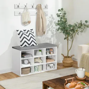 Predsieňový vešiak s botníkom a sedadlom Vasagle Jungo 80 cm biely/sivý