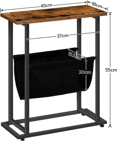 Príručný stolík Vasagle Olmira 45 cm čierny/hnedý