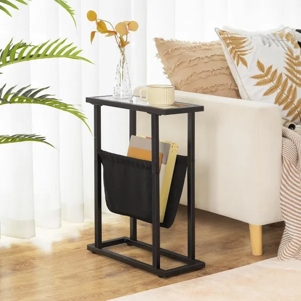 VASAGLE Odkladací stolík Fido 40 cm čierny/číry