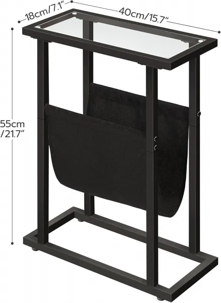 VASAGLE Odkladací stolík Fido 40 cm čierny/číry