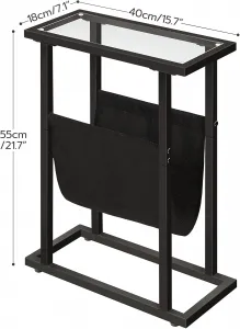VASAGLE Odkladací stolík Fido 40 cm čierny/číry