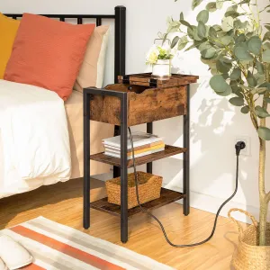 Odkladací stolík Vasagle Frenzy 48 cm s nabíjacou stanicou hnedý/čierny