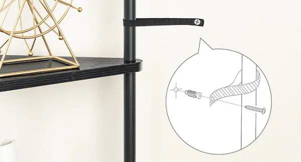 Rohový regál Vasagle Ebbi 30 cm čierny
