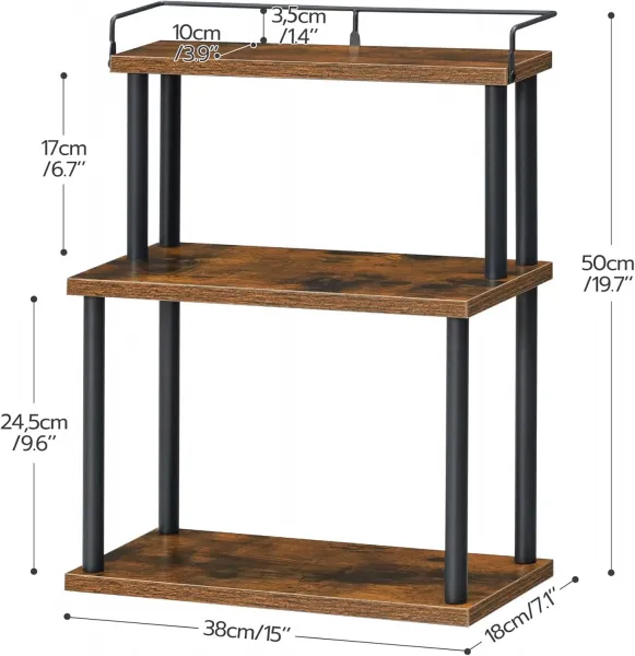 Stolový kuchynský regál Vasagle Felaro 38 cm čierny/hnedý