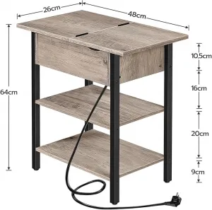 Odkladací stolík Vasagle Frenzy 48 cm s nabíjacou stanicou sivý/čierny