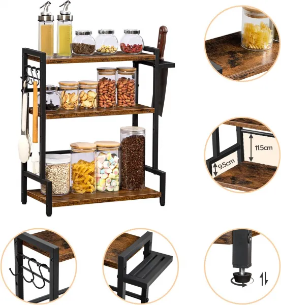 Stolový kuchynský regál Vasagle Noby 43 cm hnedý/čierny
