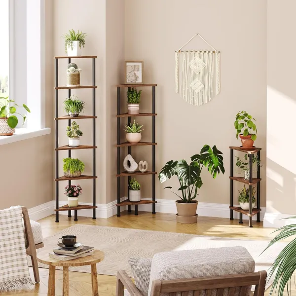 Rohový regál Vasagle Ebbi 30 cm hnedý/čierny