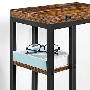 Rozkladací odkladací stolík Vasagle Bromy 26/52 cm hnedý/čierny