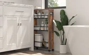 Pojazdný kuchynský regál Vasagle Tonari 45 cm čierny/hnedý