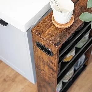 Pojazdný kuchynský regál Vasagle Tonari 45 cm čierny/hnedý