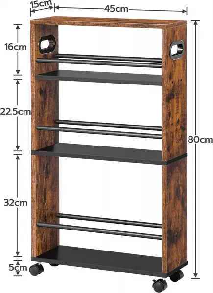 Pojazdný kuchynský regál Vasagle Tonari 45 cm čierny/hnedý